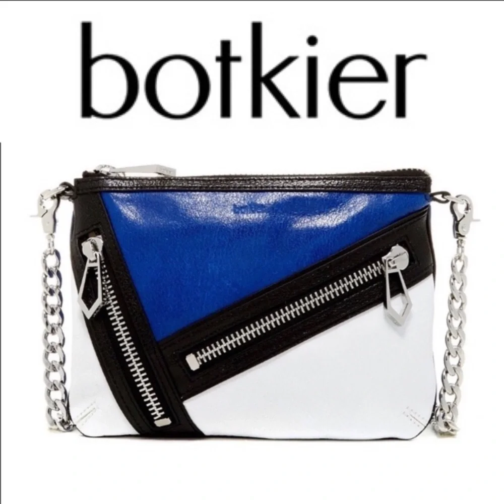 Botkier Cruz Leather Colorblock Crossbody Bag Blue White Black